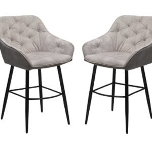 HSM Collection-Barstoel Liverpool S/2-56x61x97-Creme/Zwart-Stof/Metaal