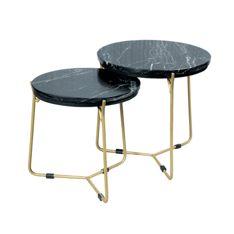 Salontafel set Caly | Zwart marmer 50-40 cm - Image 3